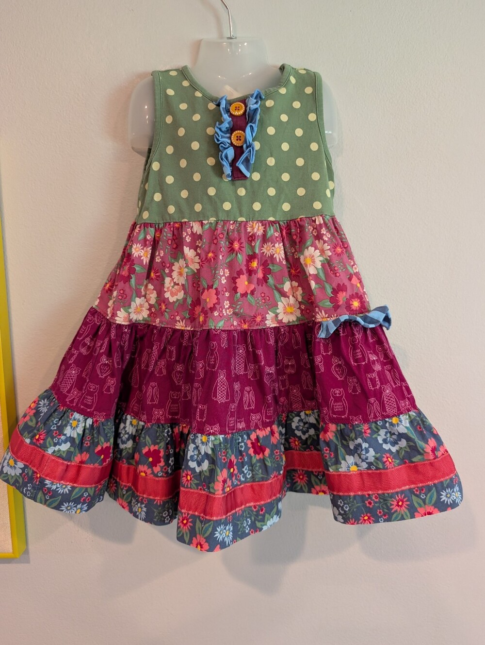 Matilda Jane GIRLS Moments with you Just a Jaunt Dress size 4 Floral Owls